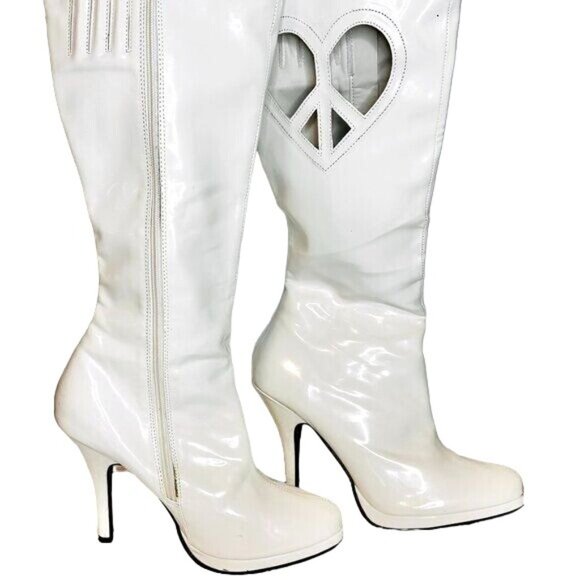 White Platform Women's Go-Go Boots Ugly Silent Disco, Cosplay Sz 10M (run small) - Picture 3 of 9